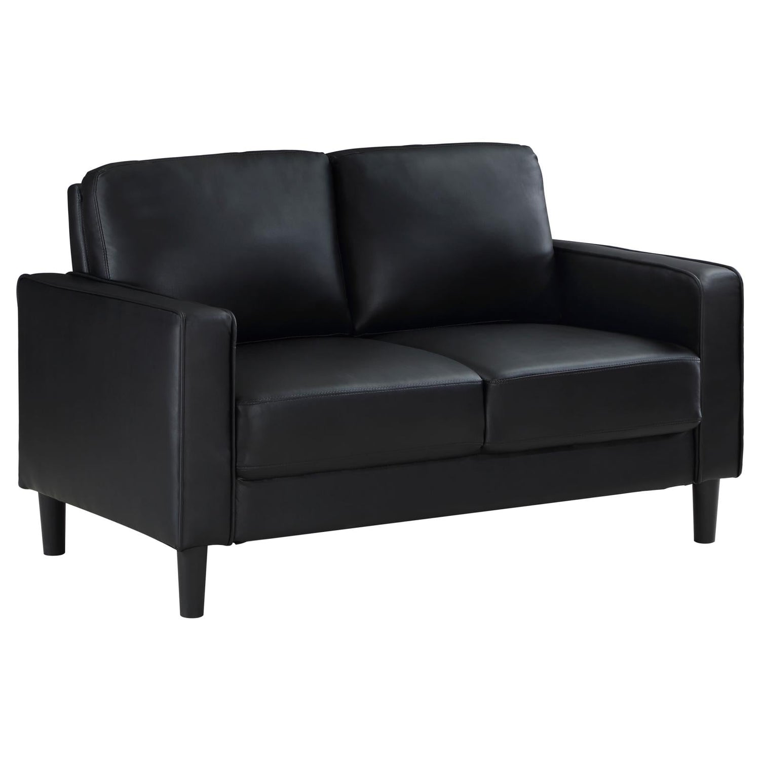 Ruth 3-piece Upholstered Track Arm Faux Leather Sofa Set Black - 508361-S3 - Bien Home Furniture &amp; Electronics