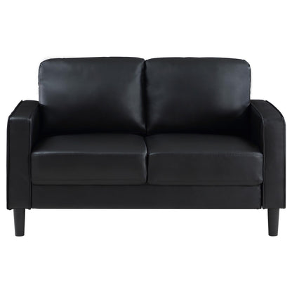 Ruth 3-piece Upholstered Track Arm Faux Leather Sofa Set Black - 508361-S3 - Bien Home Furniture &amp; Electronics