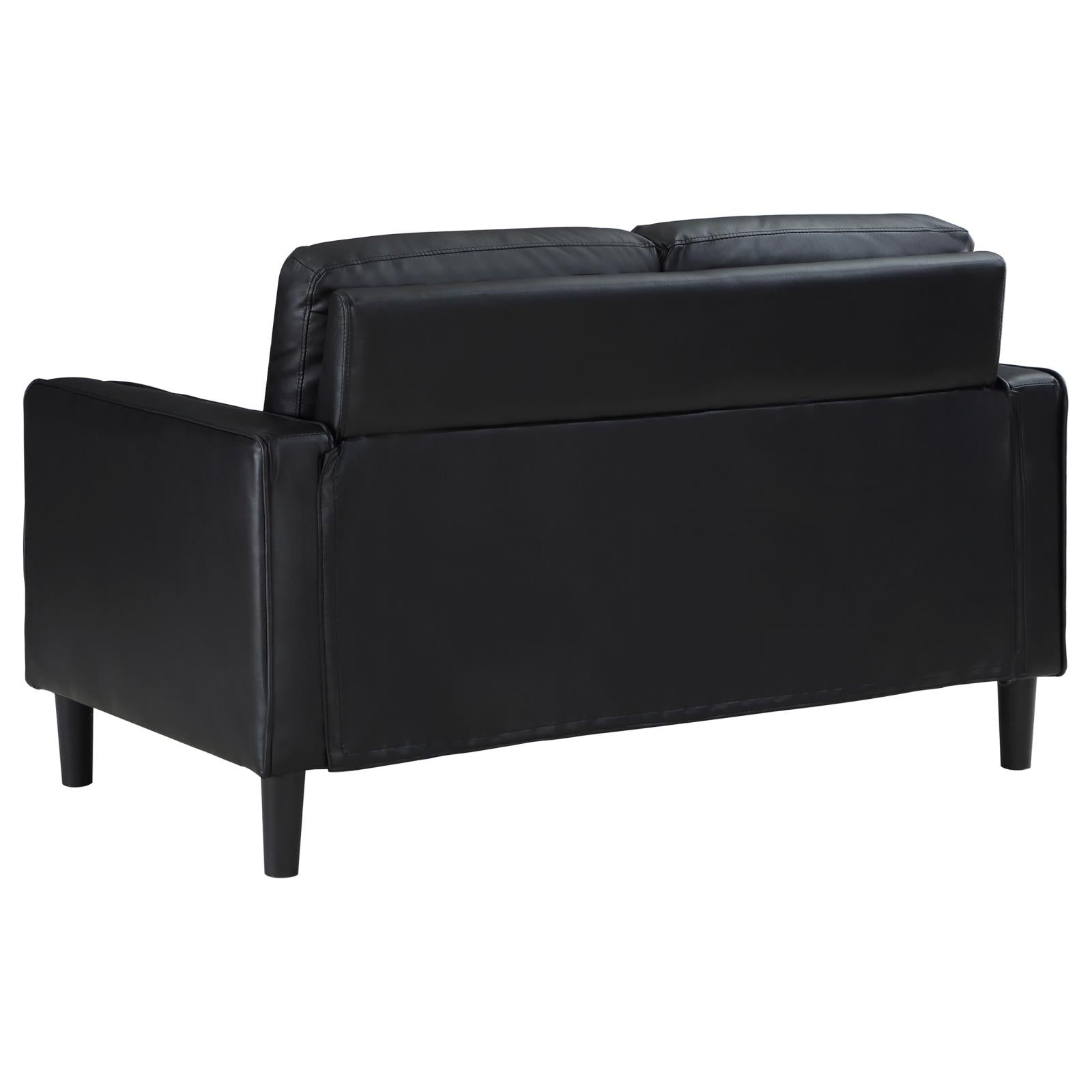 Ruth 3-piece Upholstered Track Arm Faux Leather Sofa Set Black - 508361-S3 - Bien Home Furniture &amp; Electronics