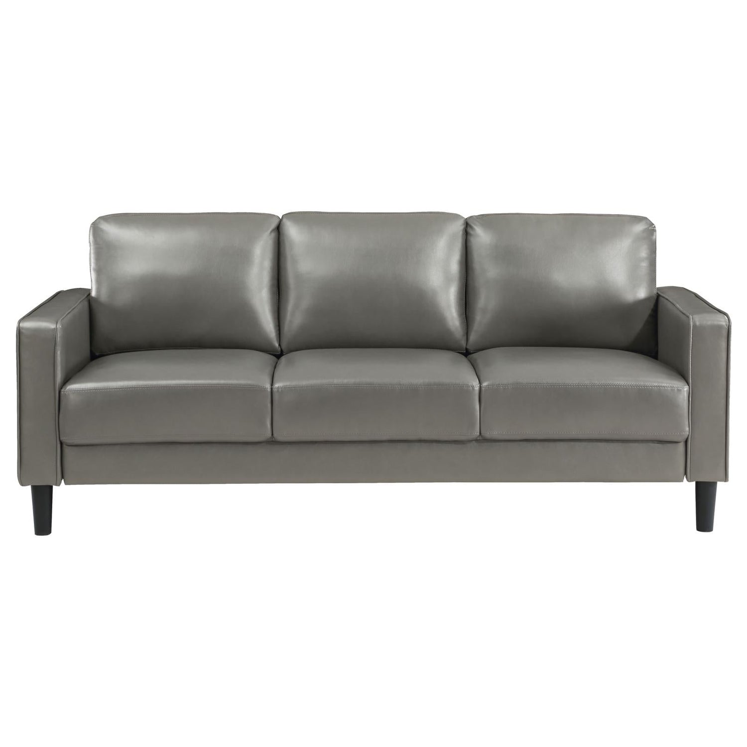 Ruth 3-piece Upholstered Track Arm Faux Leather Sofa Set Grey - 508365-S3 - Bien Home Furniture &amp; Electronics