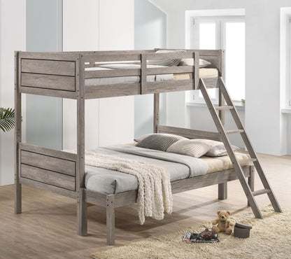 Ryder Weathered Taupe Twin over Full Bunk Bed - 400819 - Bien Home Furniture &amp; Electronics