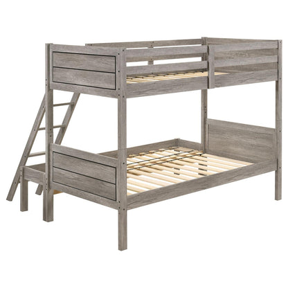 Ryder Weathered Taupe Twin over Full Bunk Bed - 400819 - Bien Home Furniture &amp; Electronics