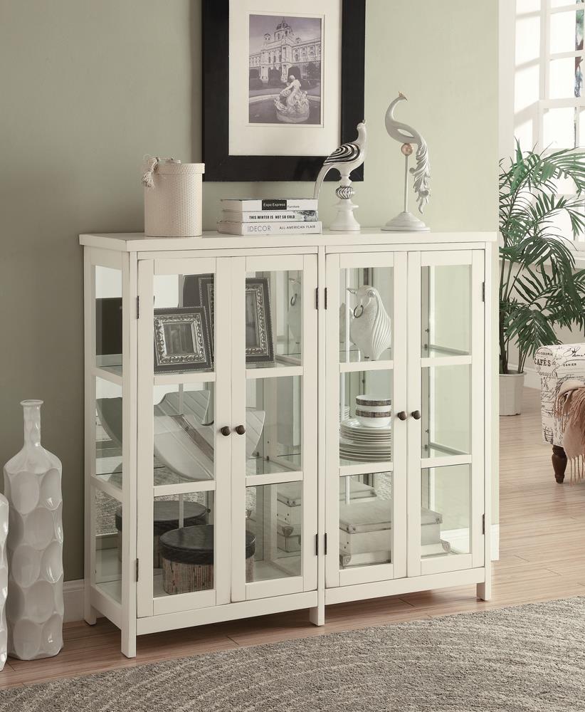 Sable White 4-Door Display Accent Cabinet - 950306 - Bien Home Furniture &amp; Electronics