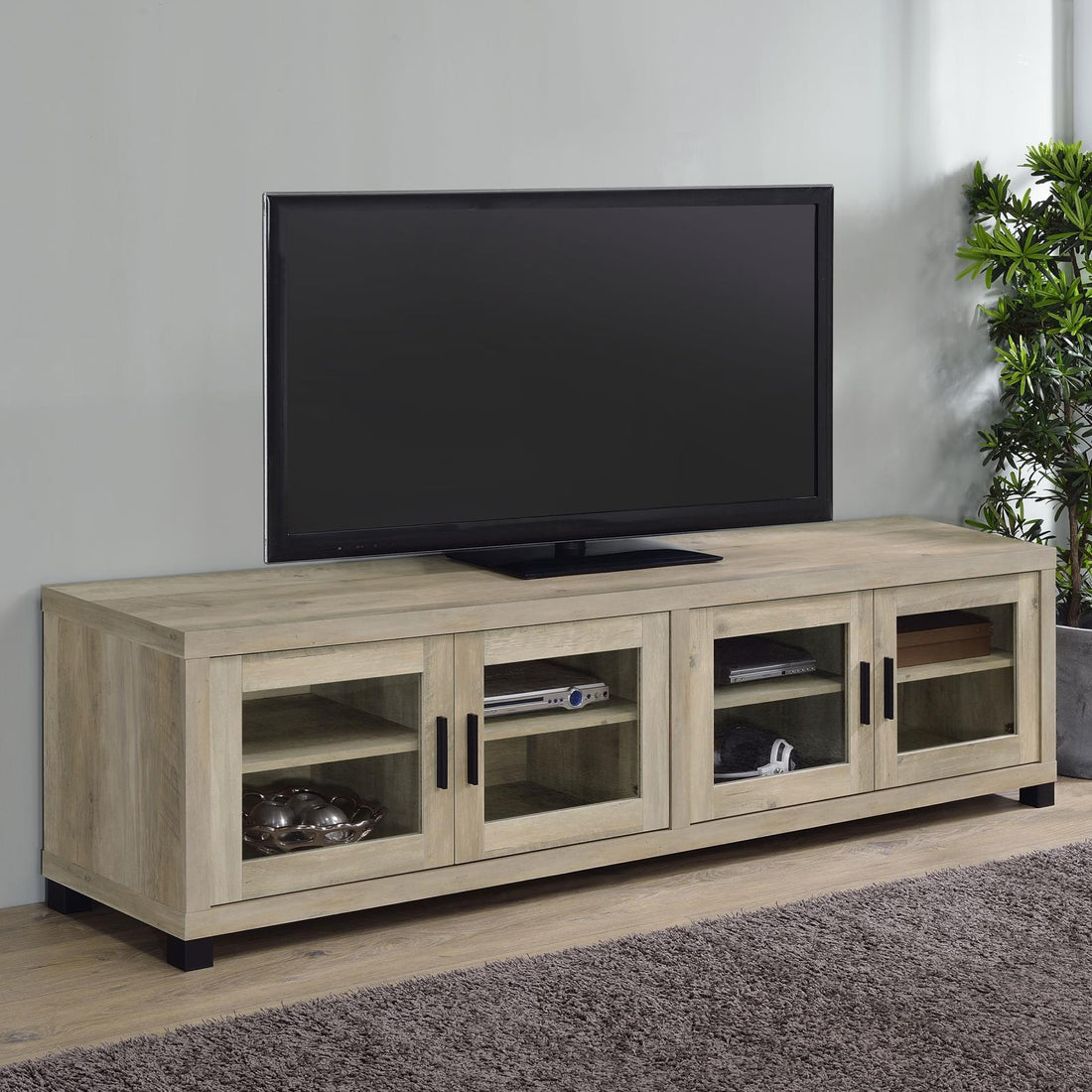 Sachin Rectangular TV Console with Glass Doors - 736283 - Bien Home Furniture &amp; Electronics