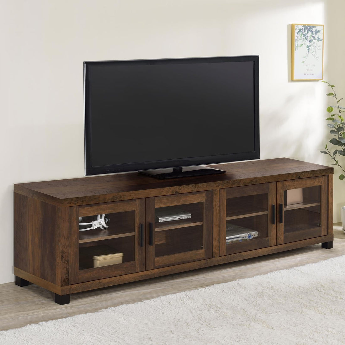 Sachin Rectangular TV Console with Glass Doors - 736293 - Bien Home Furniture &amp; Electronics