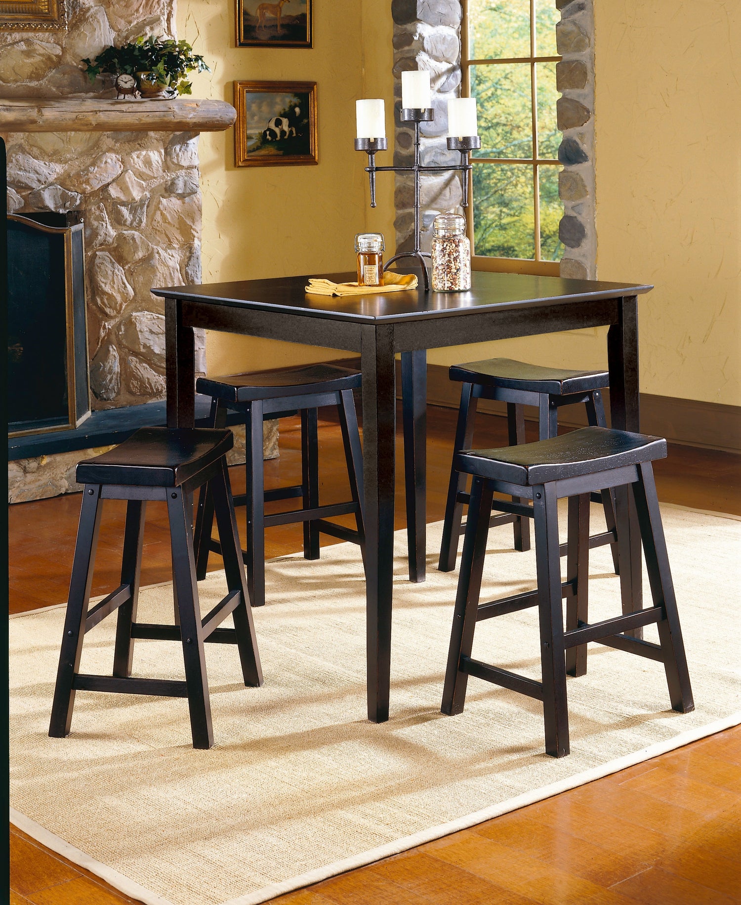 Saddleback Black Dining Stool, RTA, Set of 2 - 5302BK-18 - Bien Home Furniture &amp; Electronics