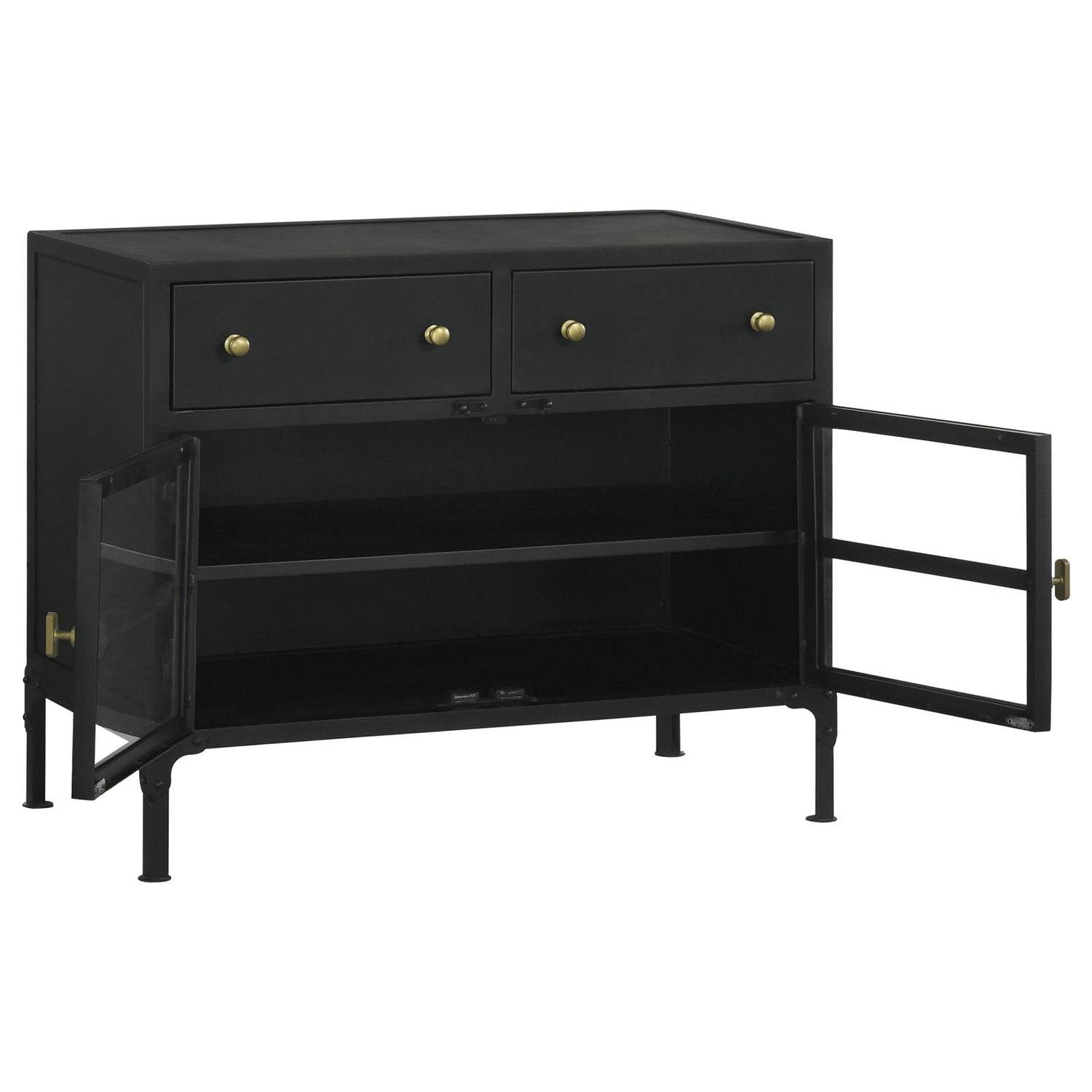 Sadler Black 2-Drawer Accent Cabinet with Glass Doors - 951761 - Bien Home Furniture &amp; Electronics