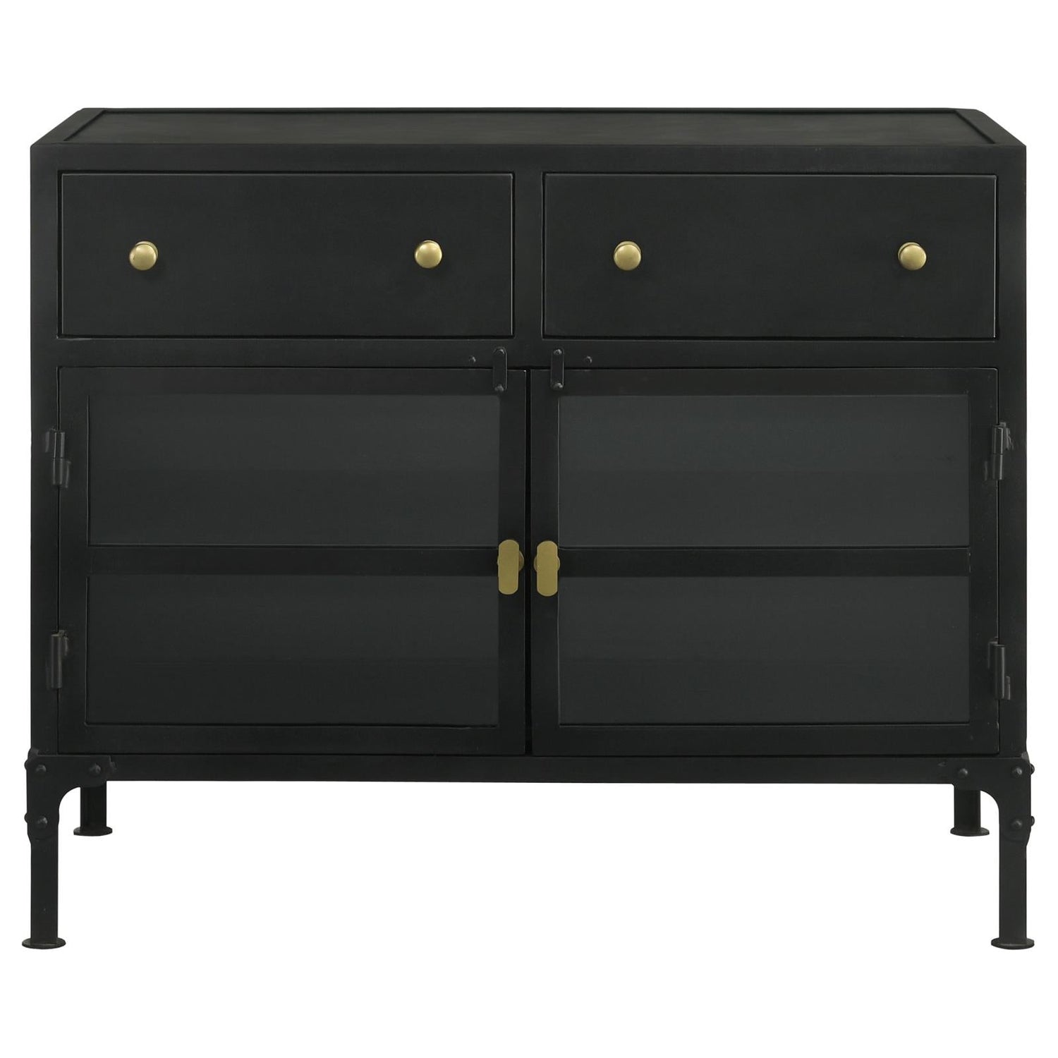 Sadler Black 2-Drawer Accent Cabinet with Glass Doors - 951761 - Bien Home Furniture &amp; Electronics