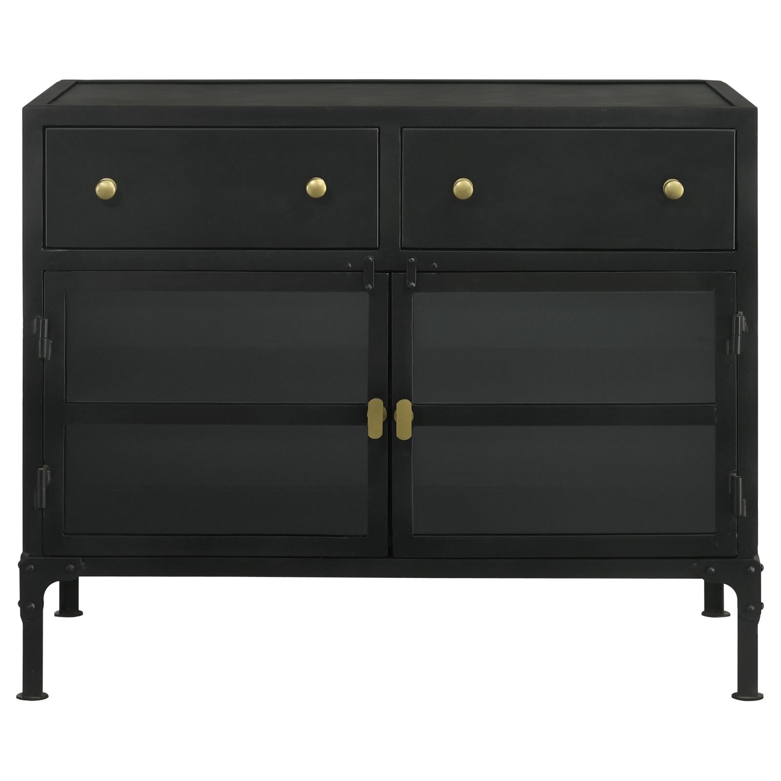 Sadler Black 2-Drawer Accent Cabinet with Glass Doors - 951761 - Bien Home Furniture &amp; Electronics