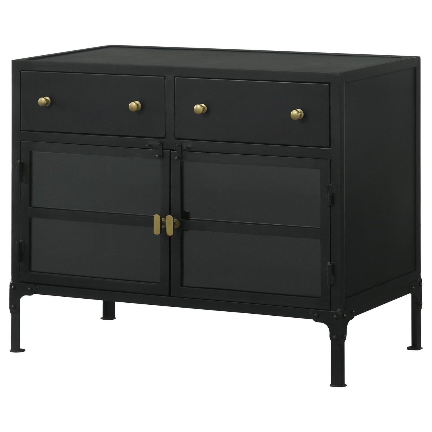 Sadler Black 2-Drawer Accent Cabinet with Glass Doors - 951761 - Bien Home Furniture &amp; Electronics