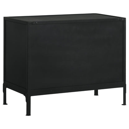 Sadler Black 2-Drawer Accent Cabinet with Glass Doors - 951761 - Bien Home Furniture &amp; Electronics