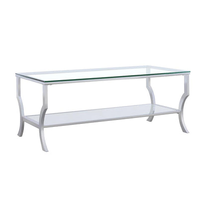 Saide Chrome Rectangular Coffee Table with Mirrored Shelf - 720338 - Bien Home Furniture &amp; Electronics