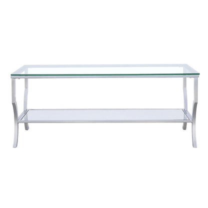 Saide Chrome Rectangular Coffee Table with Mirrored Shelf - 720338 - Bien Home Furniture &amp; Electronics