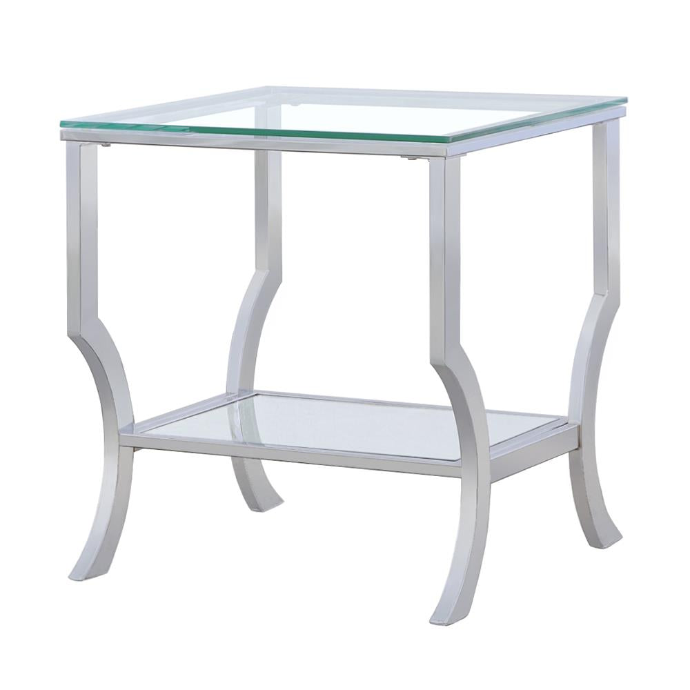 Saide Square End Table with Mirrored Shelf Chrome - 720337 - Bien Home Furniture &amp; Electronics