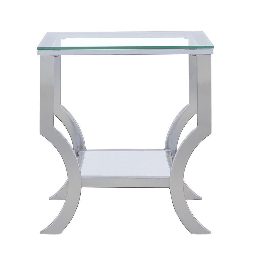 Saide Square End Table with Mirrored Shelf Chrome - 720337 - Bien Home Furniture &amp; Electronics