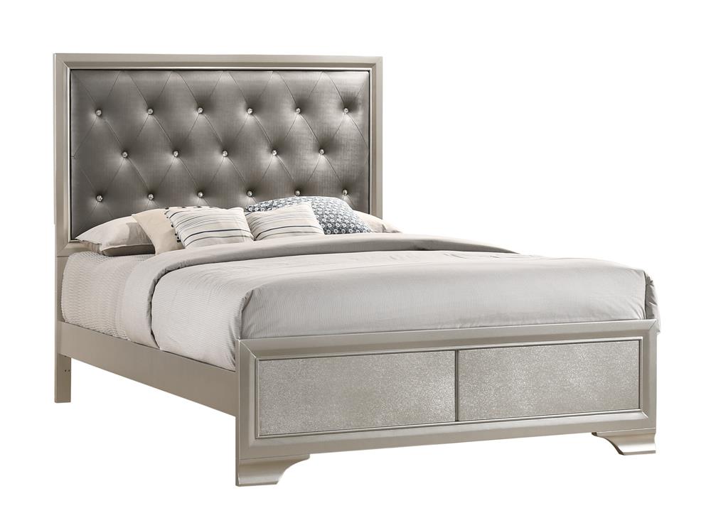 Salford Eastern King Panel Bed Metallic Sterling/Charcoal Gray - 222721KE - Bien Home Furniture &amp; Electronics