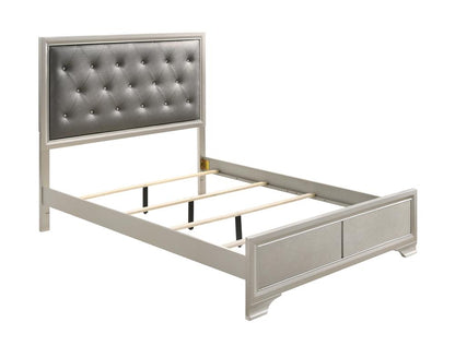 Salford Eastern King Panel Bed Metallic Sterling/Charcoal Gray - 222721KE - Bien Home Furniture &amp; Electronics