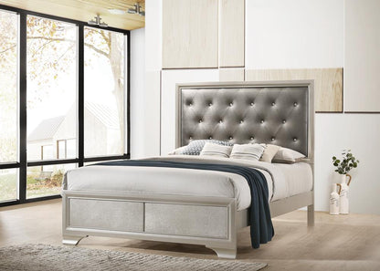 Salford Queen Panel Bed Metallic Sterling/Charcoal Gray - 222721Q - Bien Home Furniture &amp; Electronics