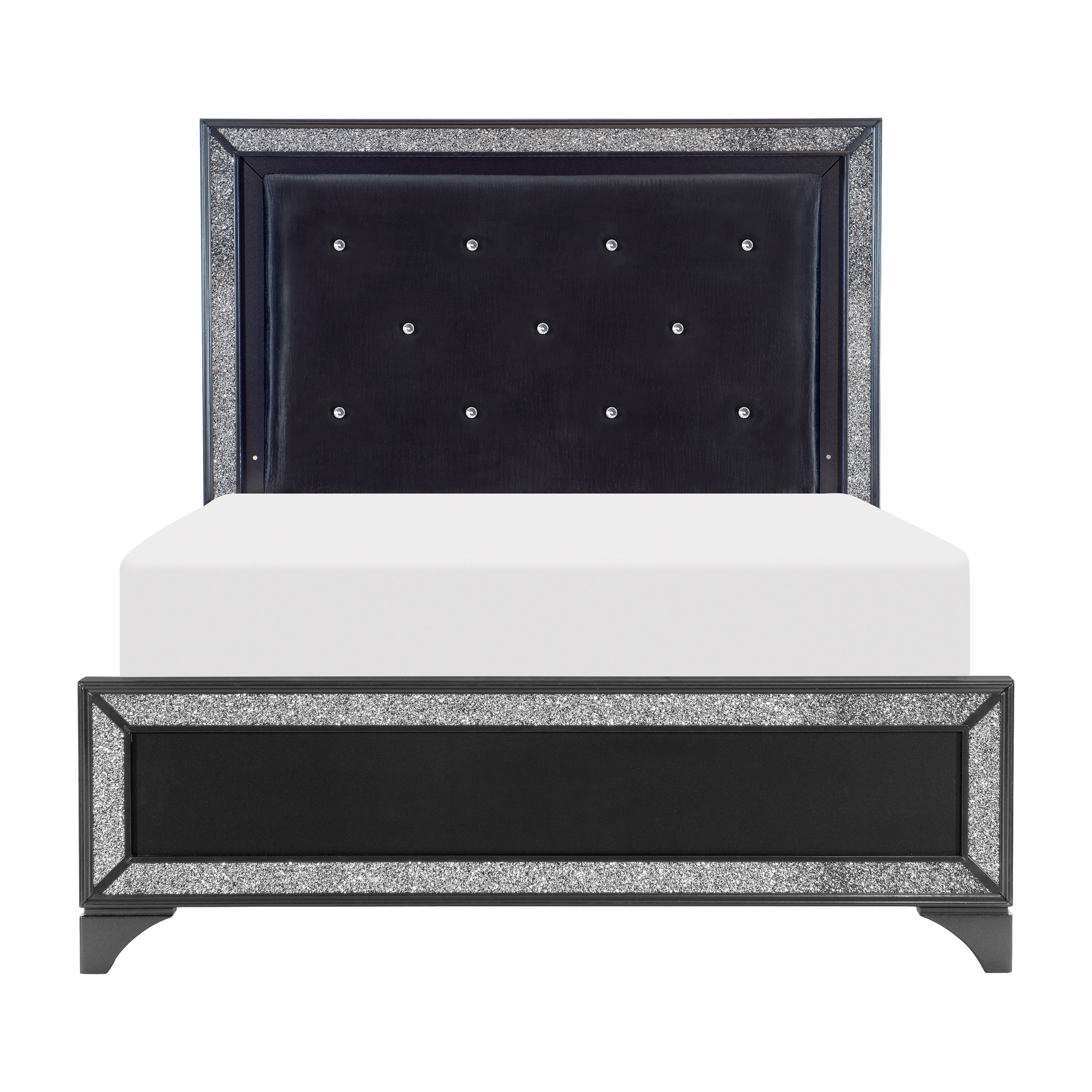 Salon Black King LED Upholstered Panel Bed - SET | 1572BKK-1 | 1572BKK-2 | 1572BK-3 - Bien Home Furniture &amp; Electronics