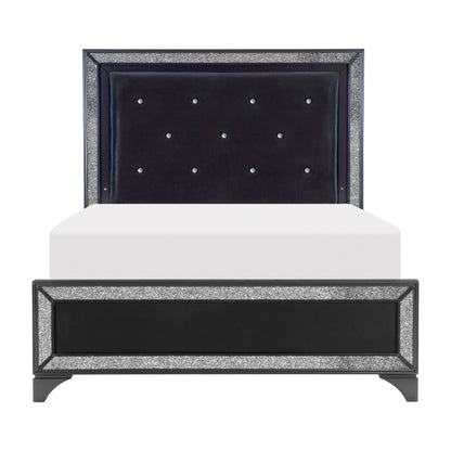 Salon Black King LED Upholstered Panel Bed - SET | 1572BKK-1 | 1572BKK-2 | 1572BK-3 - Bien Home Furniture &amp; Electronics