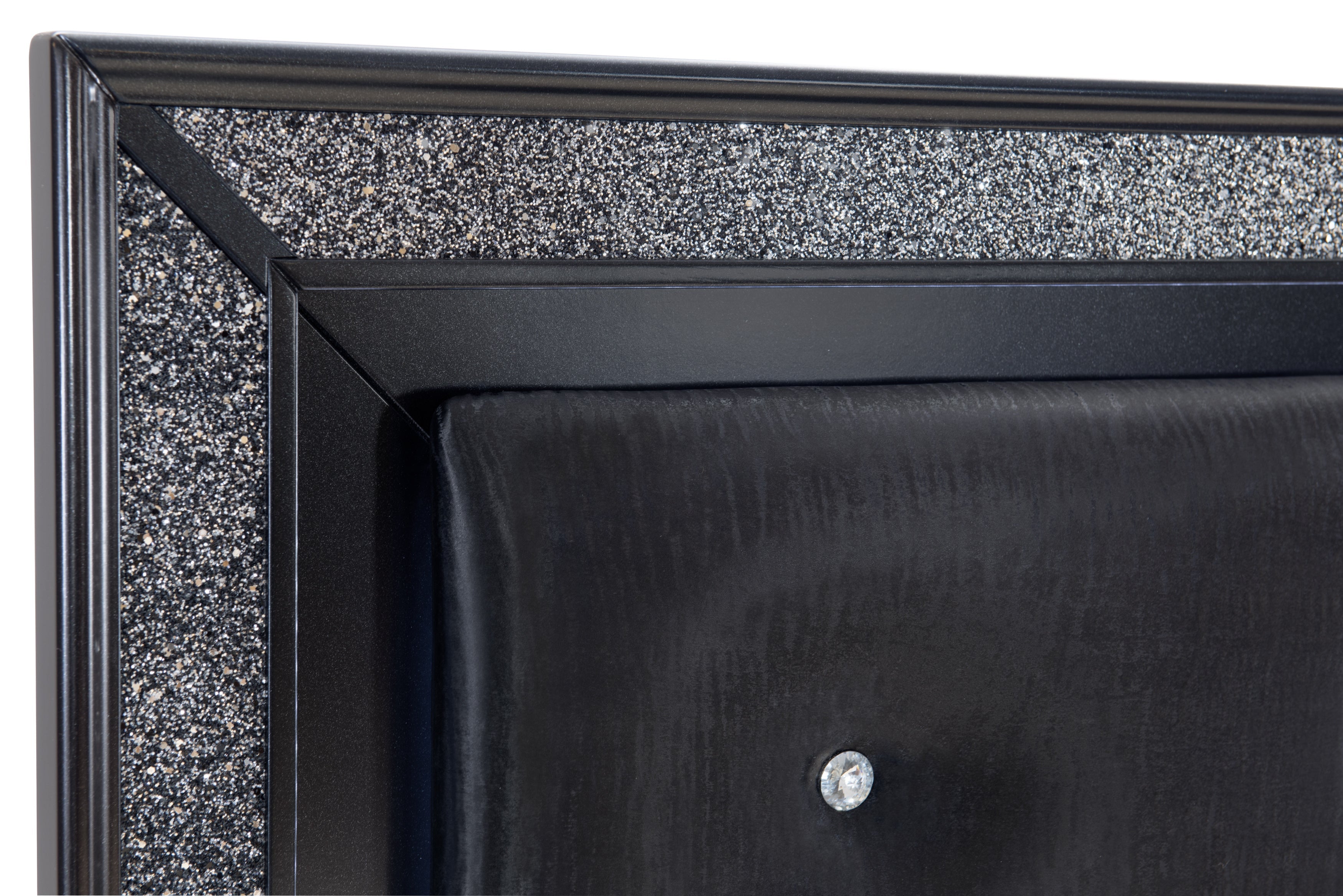 Salon Black King LED Upholstered Panel Bed - SET | 1572BKK-1 | 1572BKK-2 | 1572BK-3 - Bien Home Furniture &amp; Electronics