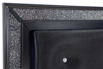 Salon Black King LED Upholstered Panel Bed - SET | 1572BKK-1 | 1572BKK-2 | 1572BK-3 - Bien Home Furniture &amp; Electronics