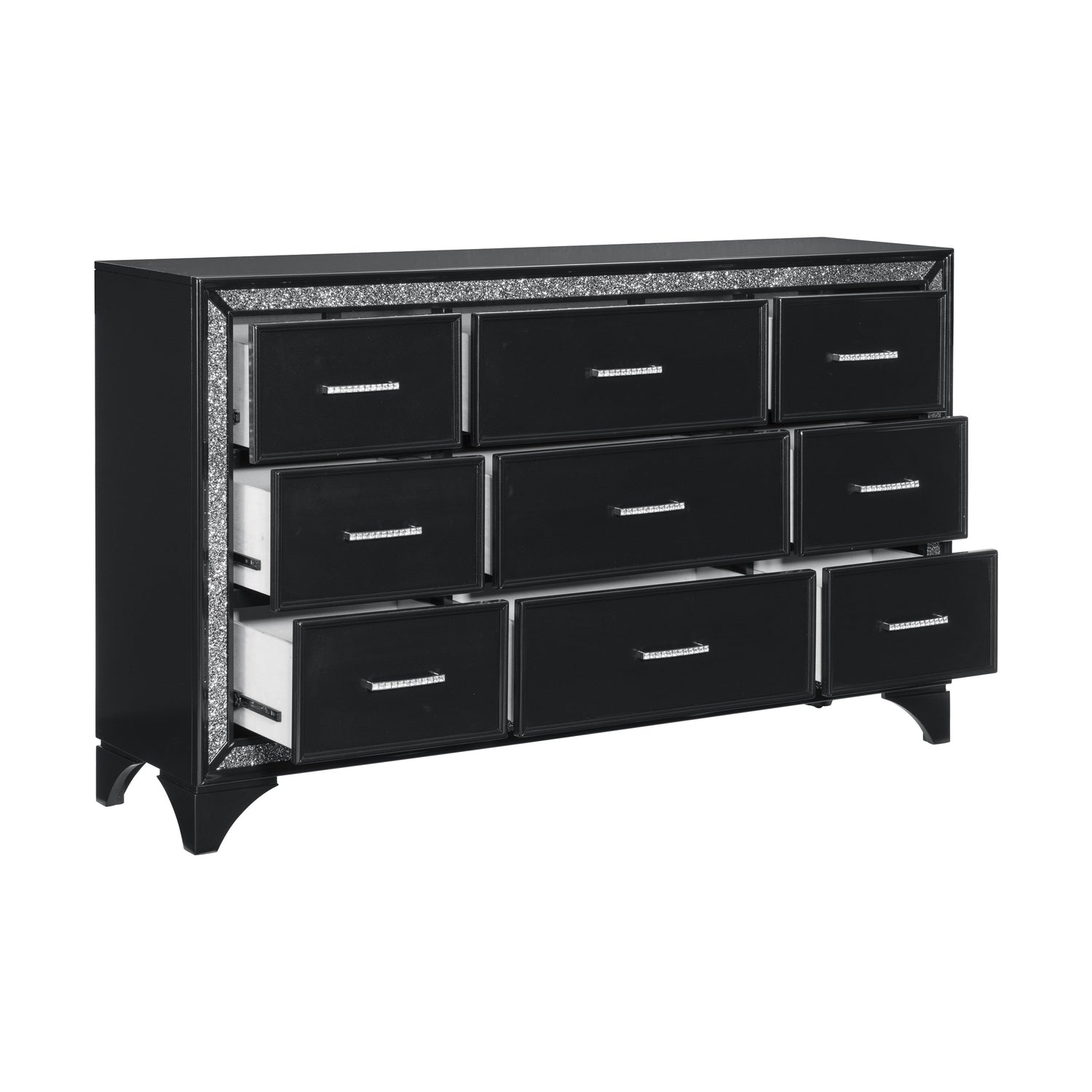 Salon Black LED Upholstered Panel Bedroom Set - SET | 1572BK-1 | 1572BK-2 | 1572BK-3 | 1572BK-4 | 1572BK-9 - Bien Home Furniture &amp; Electronics