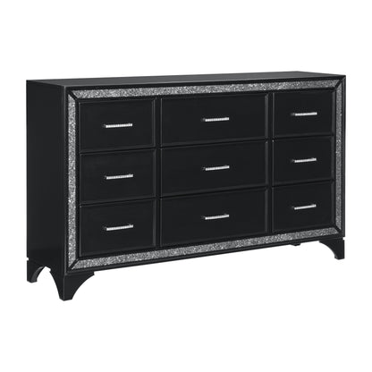 Salon Black LED Upholstered Panel Bedroom Set - SET | 1572BK-1 | 1572BK-2 | 1572BK-3 | 1572BK-4 | 1572BK-9 - Bien Home Furniture &amp; Electronics