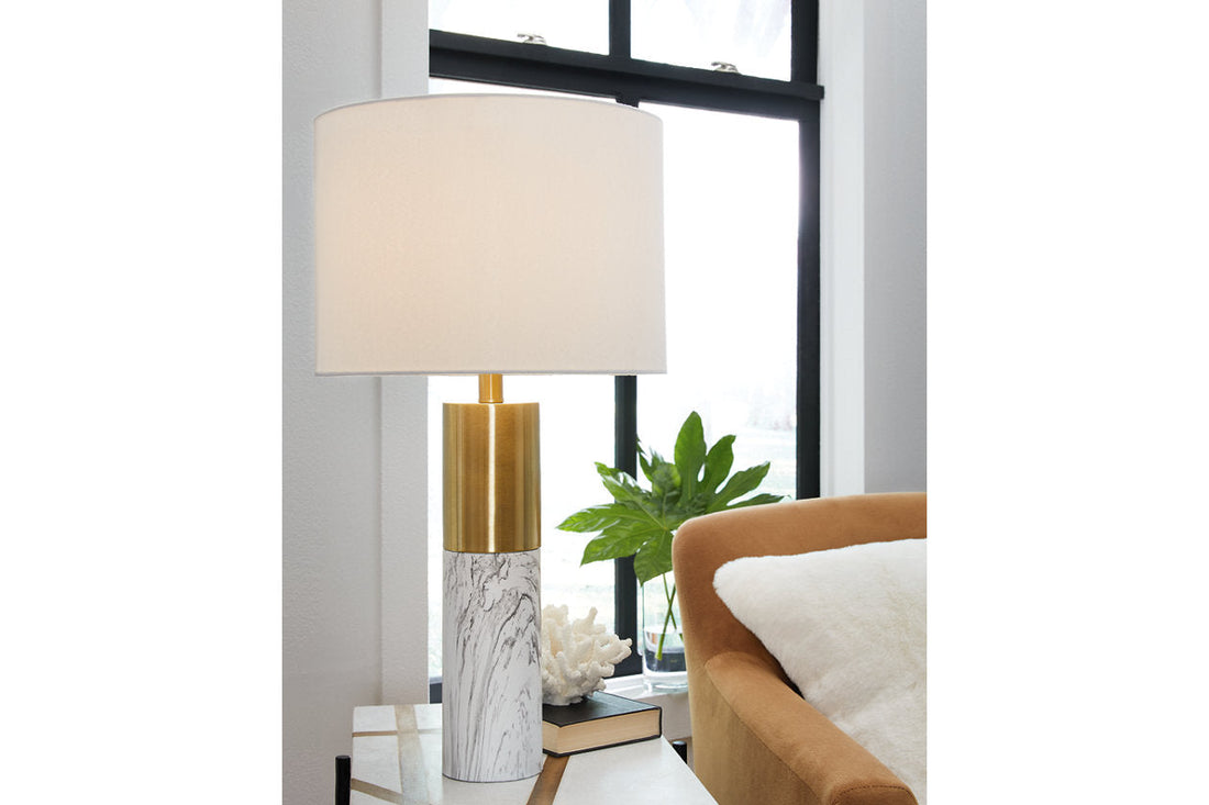 Samney Gold Finish/White Table Lamp, Set of 2 - L208394 - Bien Home Furniture &amp; Electronics