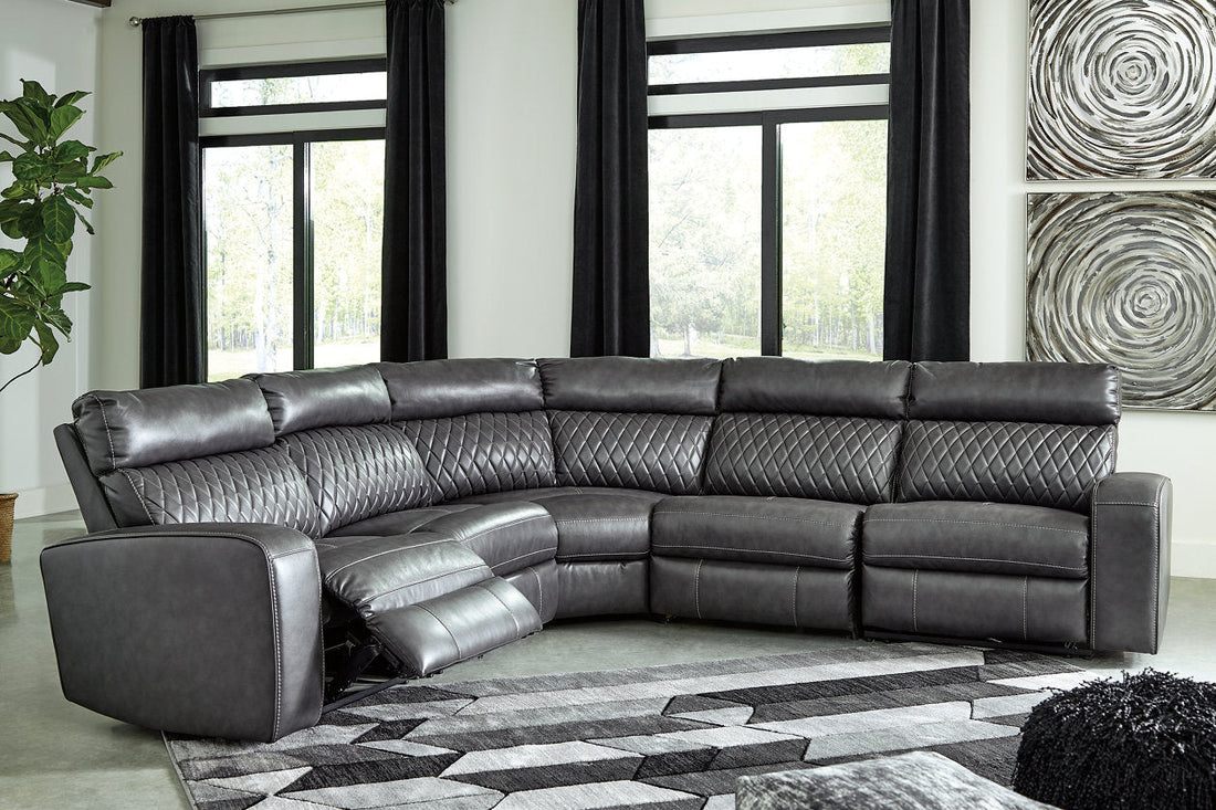 Samperstone Gray 5-Piece Power Reclining Sectional - SET | 5520319 | 5520346 | 5520358 | 5520362 | 5520377 - Bien Home Furniture &amp; Electronics