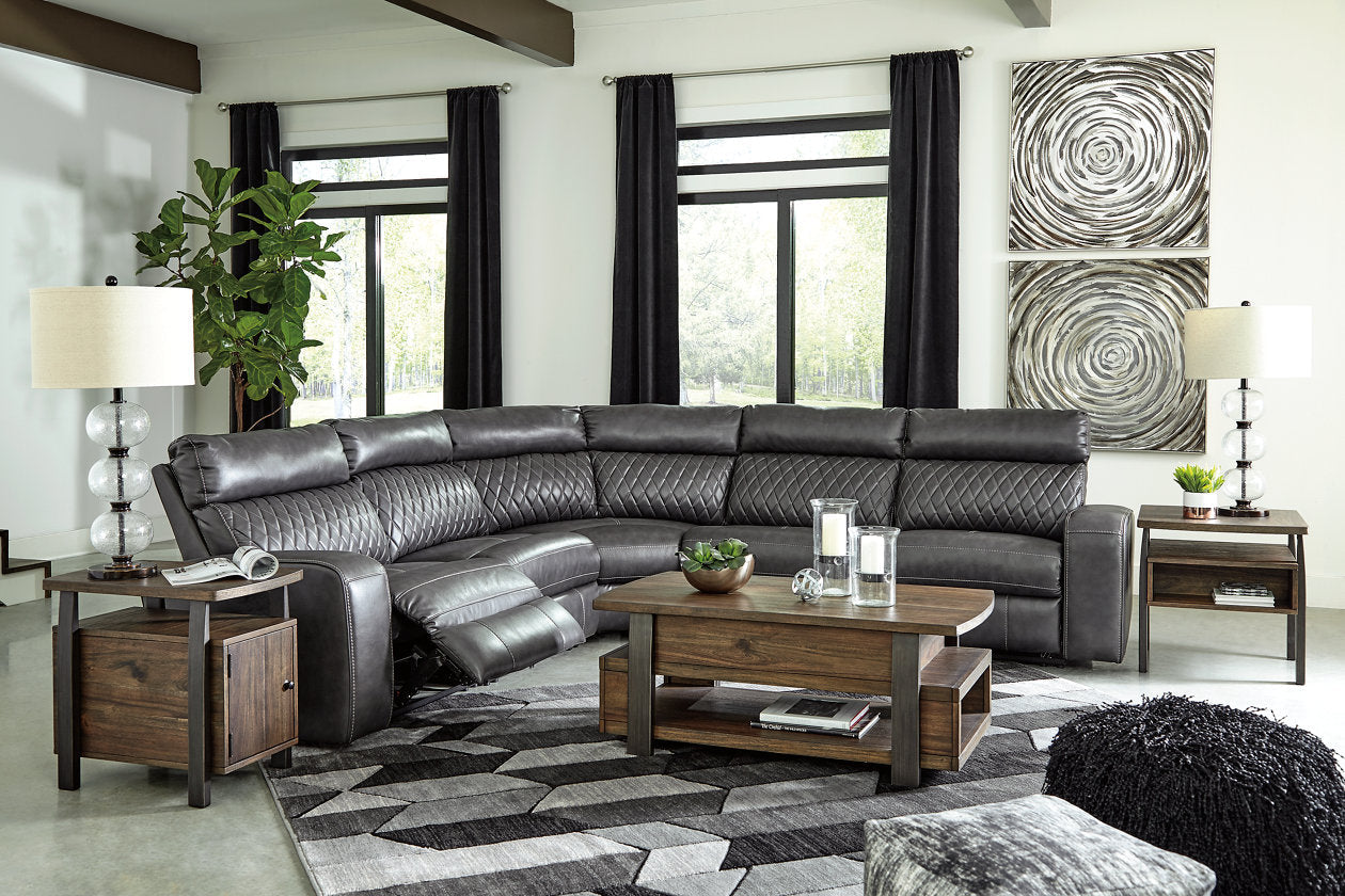 Samperstone Gray 5-Piece Power Reclining Sectional - SET | 5520319 | 5520346 | 5520358 | 5520362 | 5520377 - Bien Home Furniture &amp; Electronics