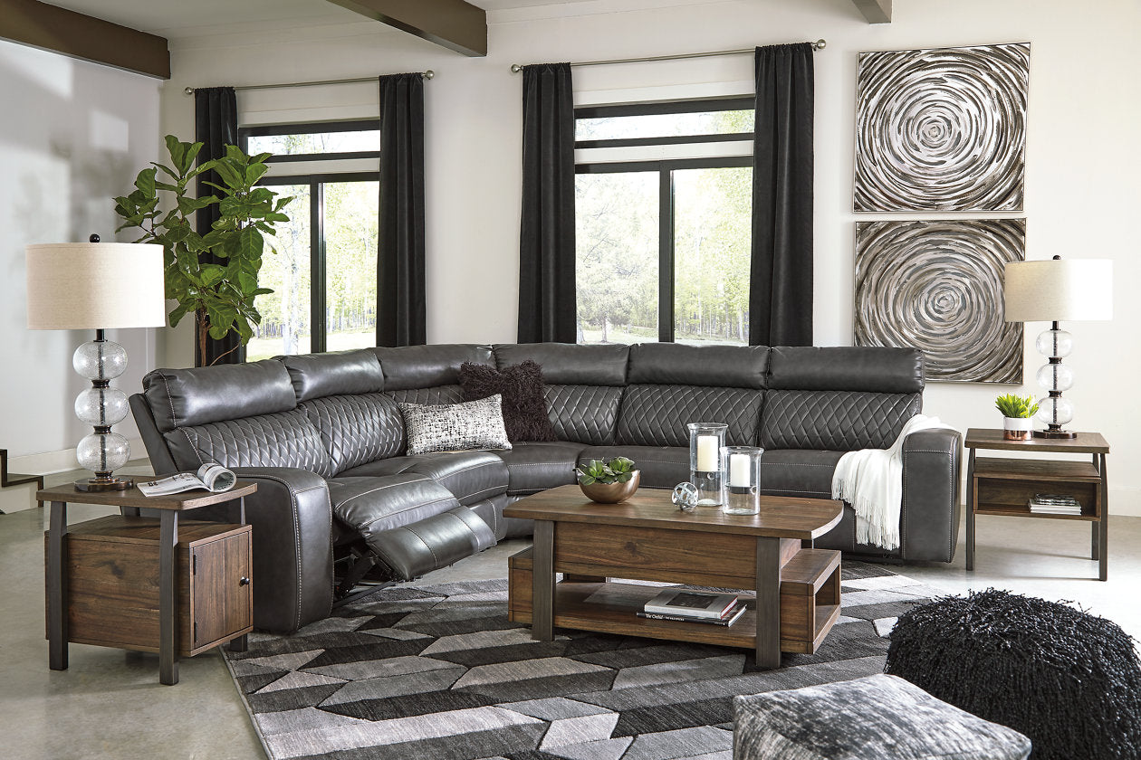 Samperstone Gray 5-Piece Power Reclining Sectional - SET | 5520319 | 5520346 | 5520358 | 5520362 | 5520377 - Bien Home Furniture &amp; Electronics