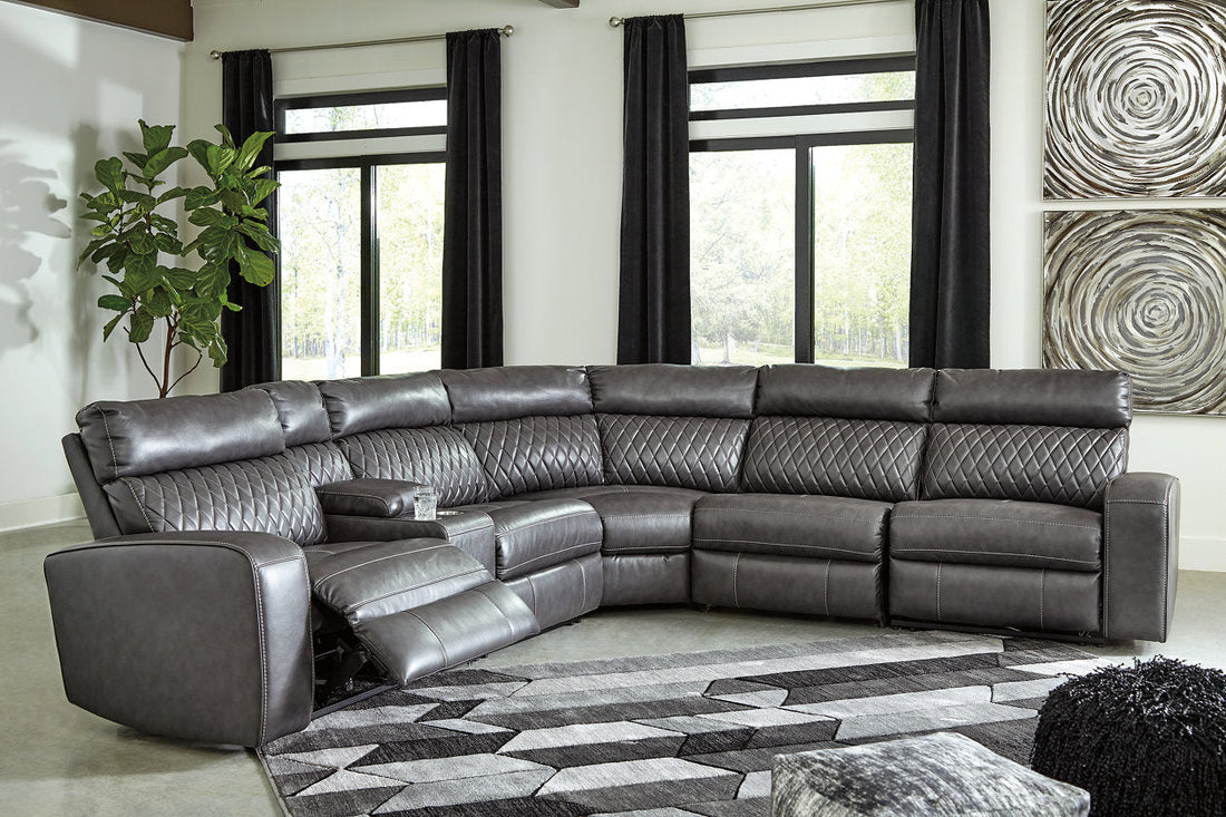Samperstone Gray 6-Piece Power Reclining Sectional - SET | 5520319 | 5520346 | 5520357 | 5520358 | 5520362 | 5520377 - Bien Home Furniture & Electronics