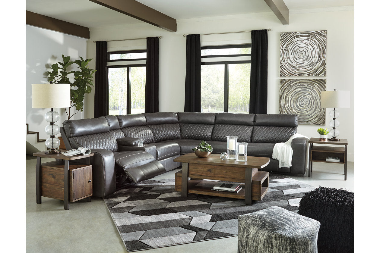 Samperstone Gray 6-Piece Power Reclining Sectional - SET | 5520319 | 5520346 | 5520357 | 5520358 | 5520362 | 5520377 - Bien Home Furniture &amp; Electronics