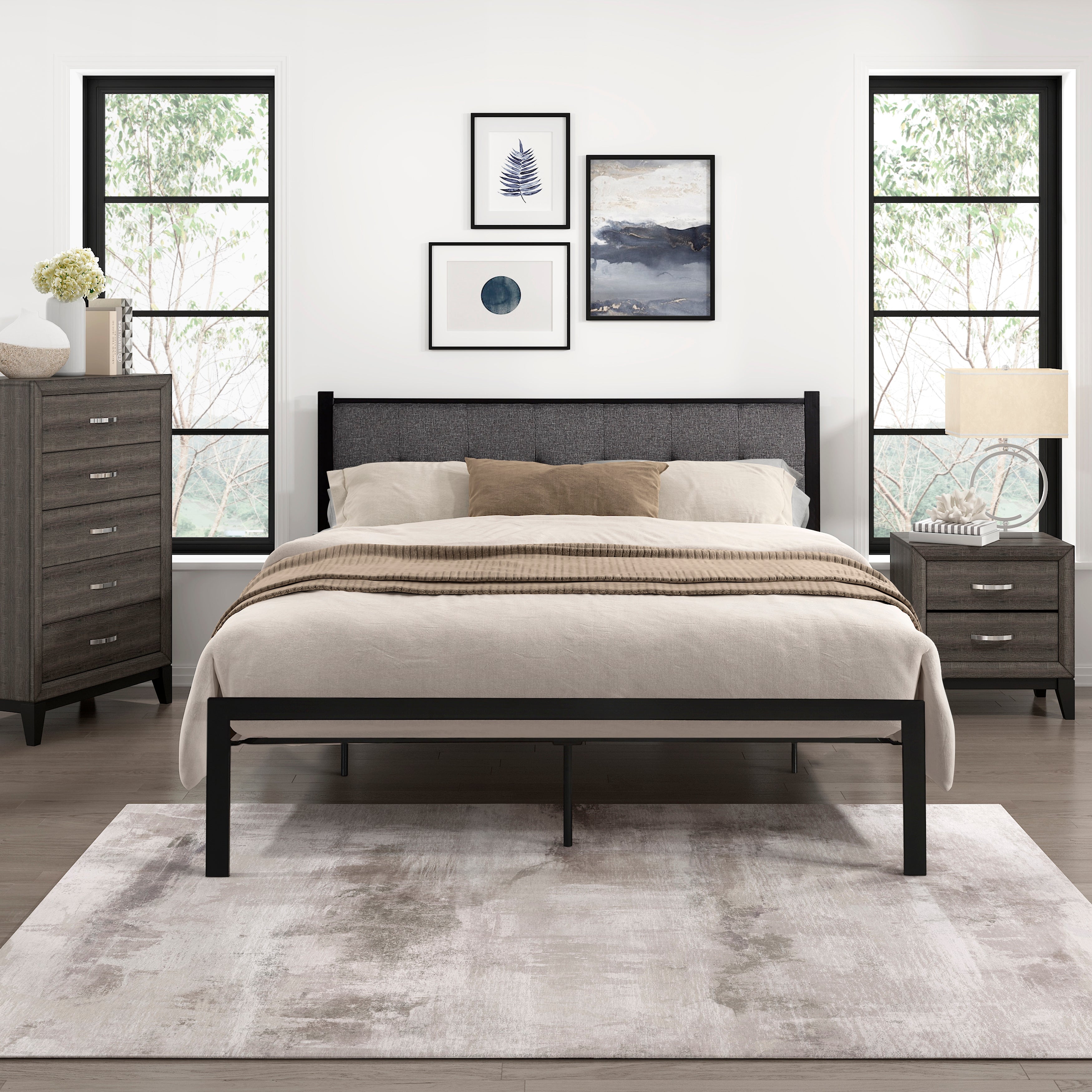 Samuel Black Metal Queen Platform Bed - 1612-1 - Bien Home Furniture &amp; Electronics