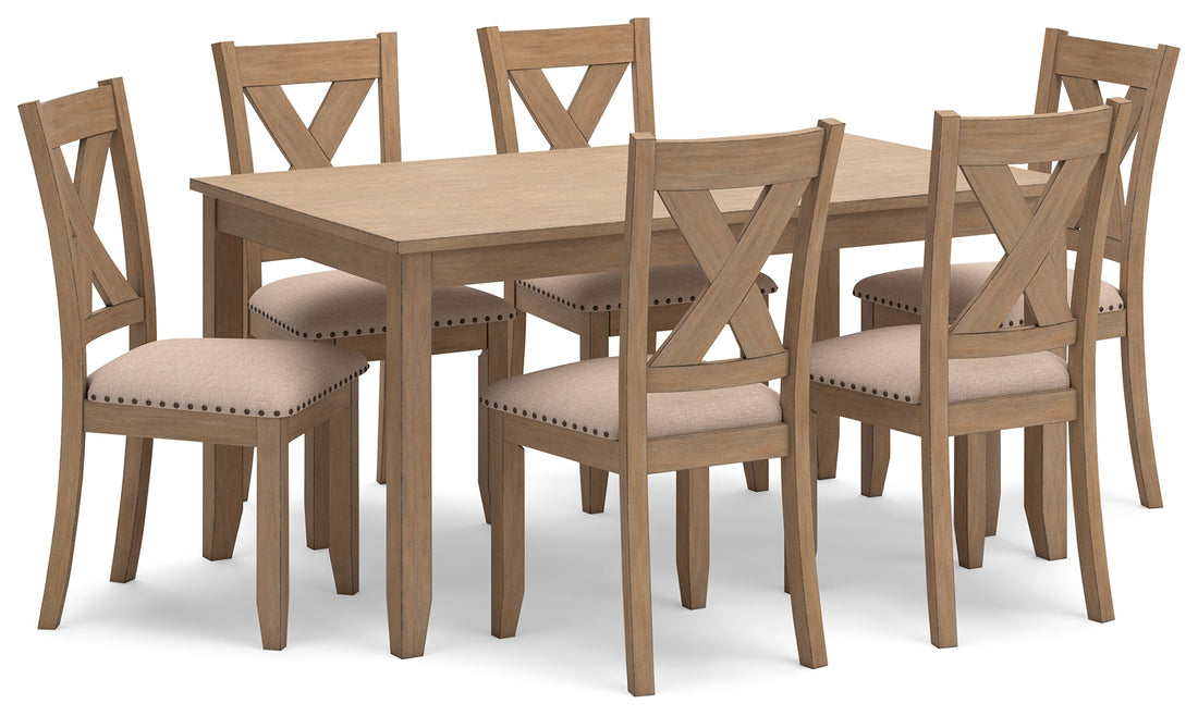 Sanbriar Light Brown Dining Table and Chairs, Set of 7 - D393-425 - Bien Home Furniture &amp; Electronics