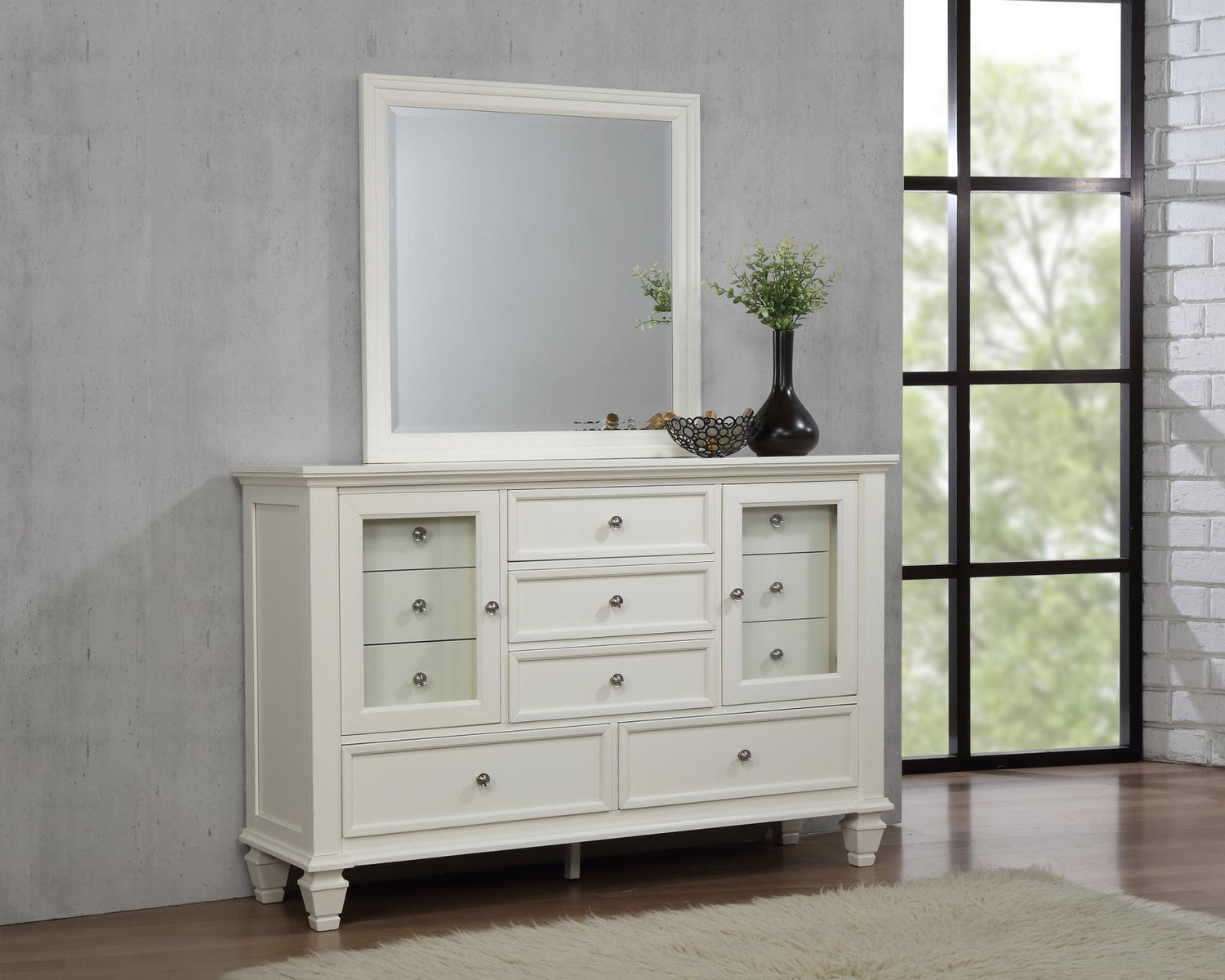 Sandy Beach 11-drawer Dresser with Mirror Cream White - 201303M - Bien Home Furniture &amp; Electronics