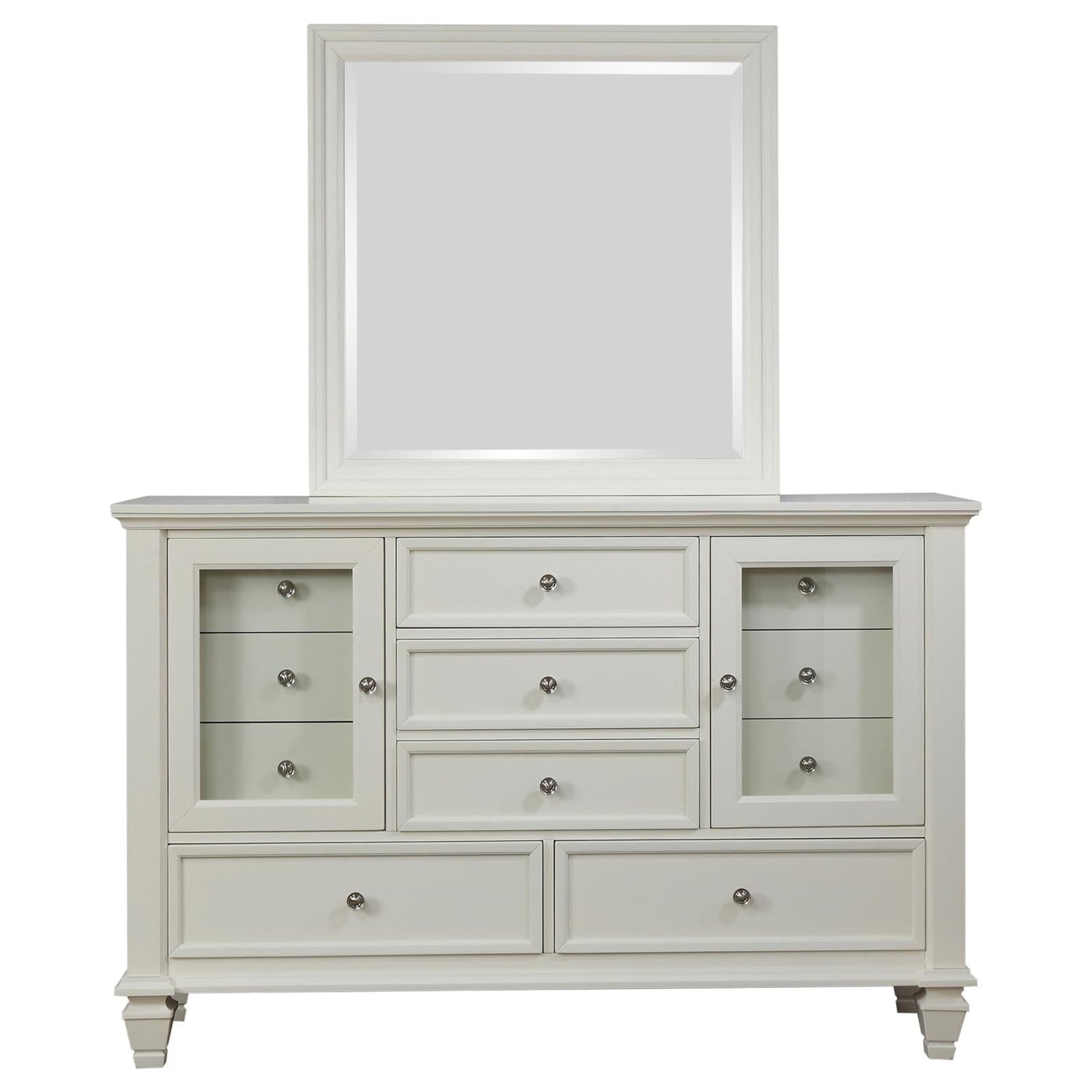 Sandy Beach 11-drawer Dresser with Mirror Cream White - 201303M - Bien Home Furniture &amp; Electronics