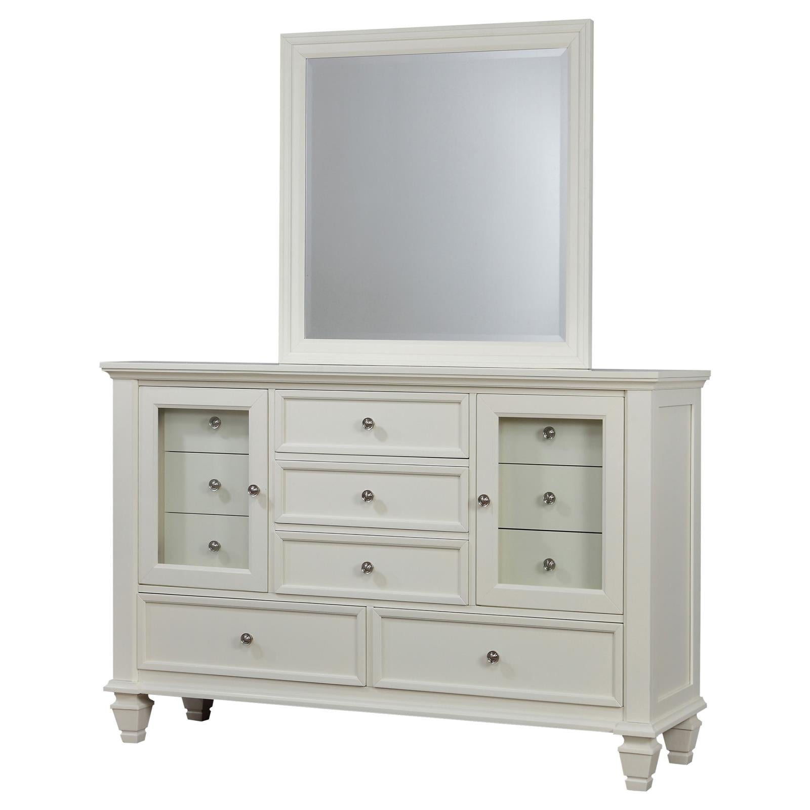 Sandy Beach 11-drawer Dresser with Mirror Cream White - 201303M - Bien Home Furniture &amp; Electronics