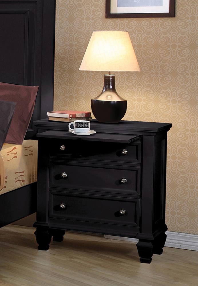 Sandy Beach 3-Drawer Nightstand Black - 201322 - Bien Home Furniture &amp; Electronics