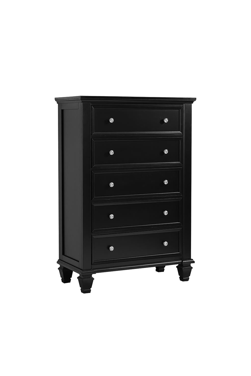 Sandy Beach Black 5-Drawer Chest - 201325 - Bien Home Furniture &amp; Electronics