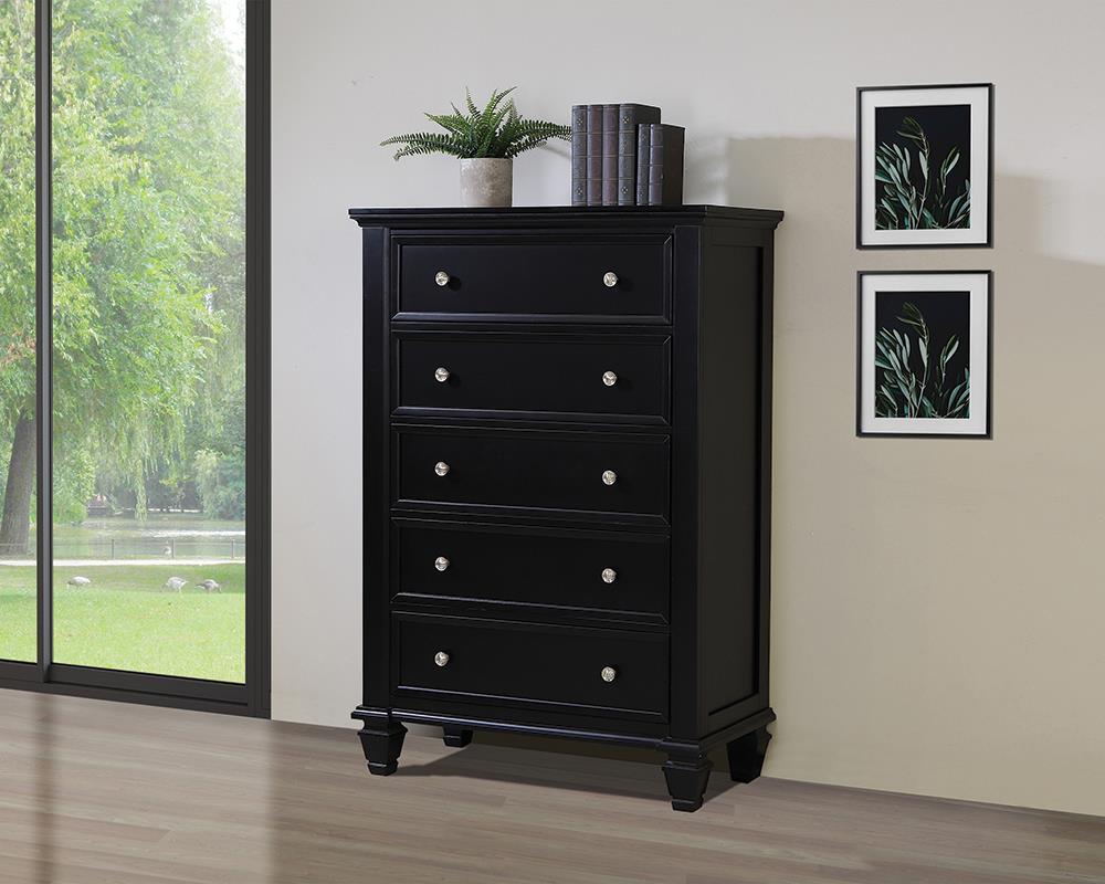 Sandy Beach Black 5-Drawer Chest - 201325 - Bien Home Furniture &amp; Electronics