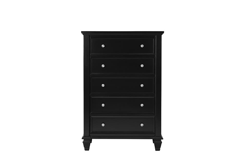 Sandy Beach Black 5-Drawer Chest - 201325 - Bien Home Furniture &amp; Electronics