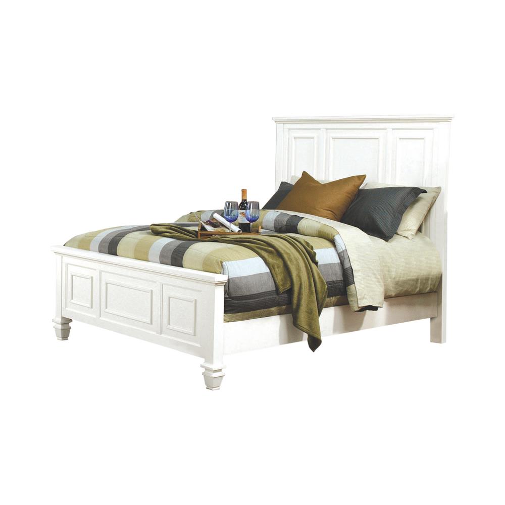 Sandy Beach California King Panel Bed with High Headboard White - 201301KW - Bien Home Furniture &amp; Electronics