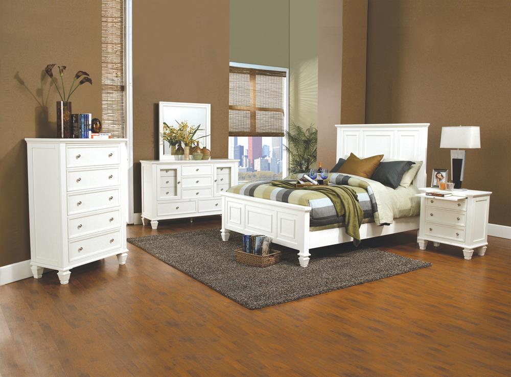 Sandy Beach Eastern King Panel Bed with High Headboard White - 201301KE - Bien Home Furniture &amp; Electronics
