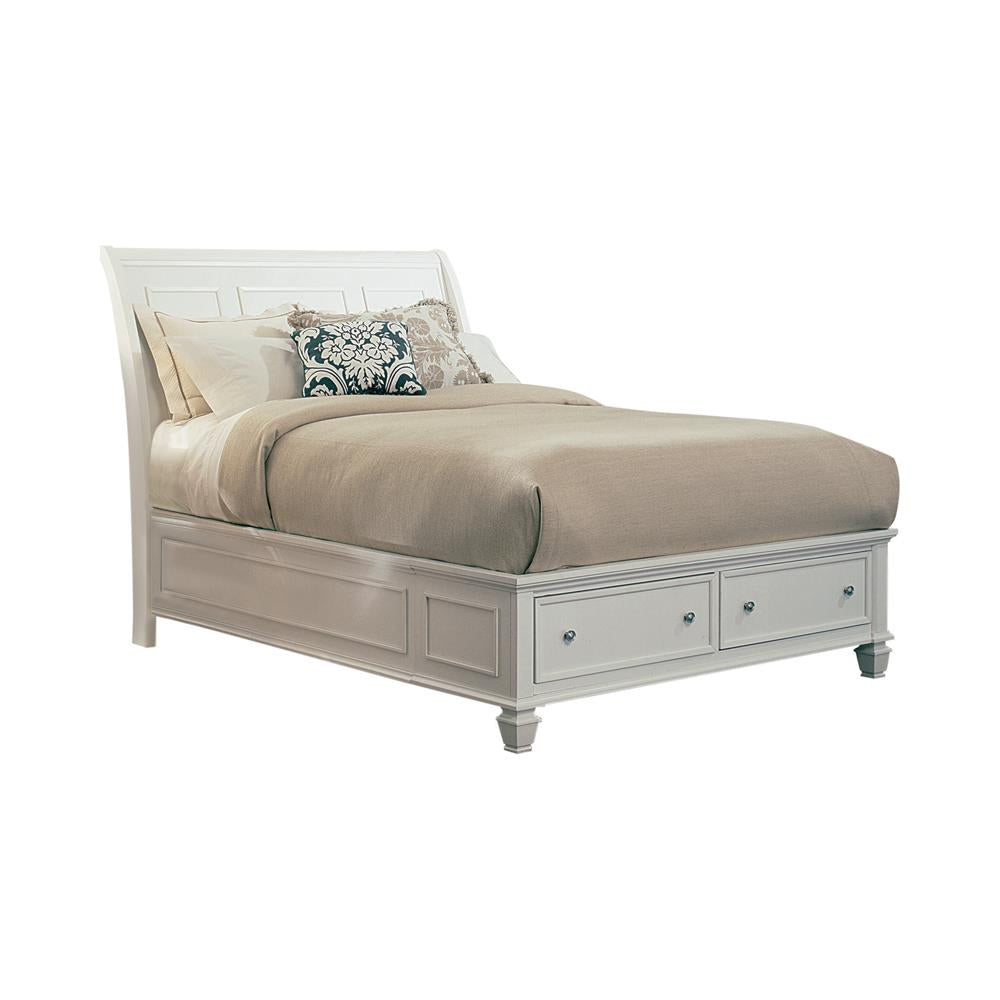 Sandy Beach Queen Storage Sleigh Bed White - 201309Q - Bien Home Furniture & Electronics
