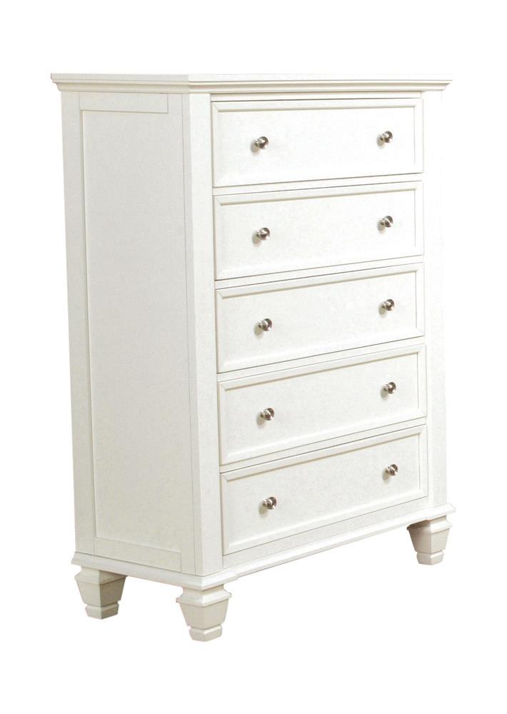 Sandy Beach White 5-Drawer Rectangular Chest - 201305 - Bien Home Furniture &amp; Electronics