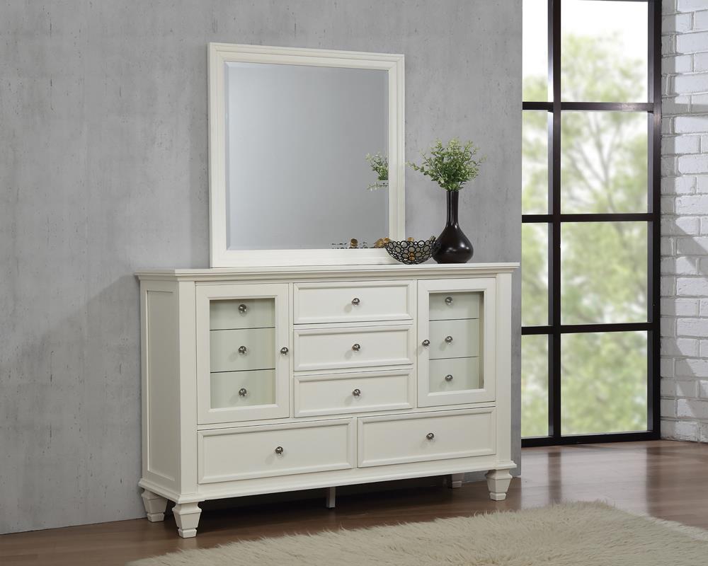 Sandy Beach White Rectangular Mirror - 201304 - Bien Home Furniture &amp; Electronics