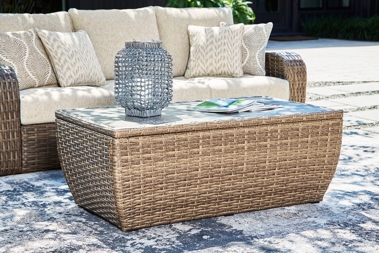 SANDY BLOOM Beige Outdoor Coffee Table - P507-720 - Bien Home Furniture &amp; Electronics