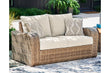 SANDY BLOOM Beige Outdoor Loveseat with Cushion - P507-835 - Bien Home Furniture & Electronics